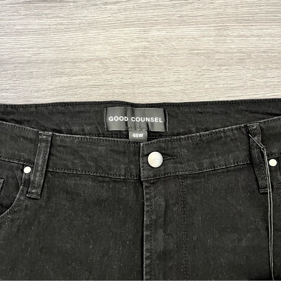 Good Counsel Men’s Plus Size 48WX34 Distressed Thurmond Taper Jeans Black - Picture 5 of 9